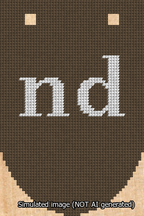A simulated image of the stitched needlepoint design: Banner 13m Rounded nd White on Brown. Not A.I. generated.