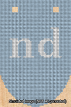 A simulated image of the stitched needlepoint design: Banner 13m Rounded nd White on Light Blue. Not A.I. generated.