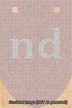 A simulated image of the stitched needlepoint design: Banner 13m Rounded nd White on Pink. Not A.I. generated.