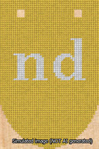A simulated image of the stitched needlepoint design: Banner 13m Rounded nd White on Yellow. Not A.I. generated.