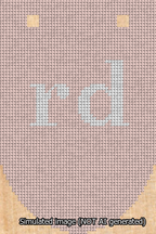 A simulated image of the stitched needlepoint design: Banner 13m Rounded rd White on Pink. Not A.I. generated.
