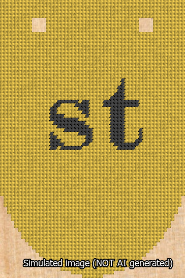 A simulated image of the stitched needlepoint design: Banner 13m Rounded st Black on Yellow. Not A.I. generated.