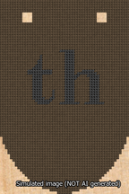A simulated image of the stitched needlepoint design: Banner 13m Rounded th Black on Brown. Not A.I. generated.