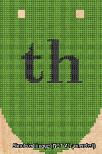 A simulated image of the stitched needlepoint design: Banner 13m Rounded th Black on Light Green. Not A.I. generated.