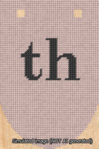 A simulated image of the stitched needlepoint design: Banner 13m Rounded th Black on Pink. Not A.I. generated.