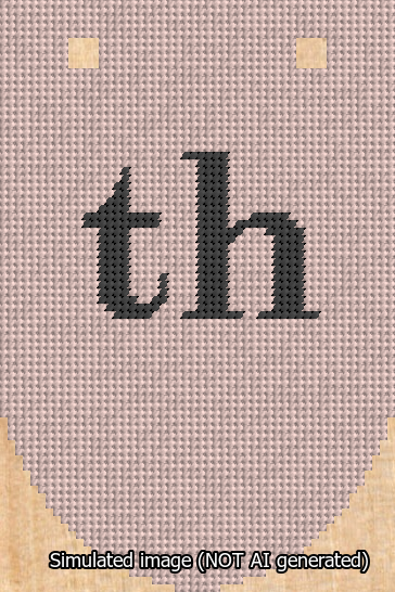 A simulated image of the stitched needlepoint design: Banner 13m Rounded th Black on Pink. Not A.I. generated.
