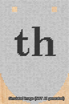 A simulated image of the stitched needlepoint design: Banner 13m Rounded th Black on White. Not A.I. generated.