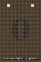A simulated image of the stitched needlepoint design: Banner 13m Squared 0 Black on Brown. Not A.I. generated.
