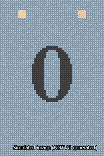 A simulated image of the stitched needlepoint design: Banner 13m Squared 0 Black on Light Blue. Not A.I. generated.