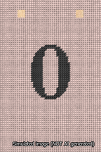 A simulated image of the stitched needlepoint design: Banner 13m Squared 0 Black on Pink. Not A.I. generated.