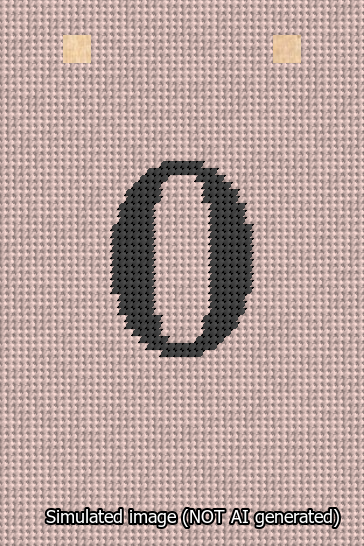 A simulated image of the stitched needlepoint design: Banner 13m Squared 0 Black on Pink. Not A.I. generated.