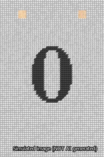 A simulated image of the stitched needlepoint design: Banner 13m Squared 0 Black on White. Not A.I. generated.