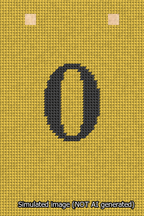 A simulated image of the stitched needlepoint design: Banner 13m Squared 0 Black on Yellow. Not A.I. generated.