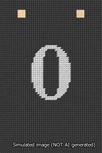 A simulated image of the stitched needlepoint design: Banner 13m Squared 0 White on Black. Not A.I. generated.