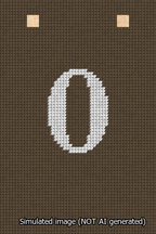 A simulated image of the stitched needlepoint design: Banner 13m Squared 0 White on Brown. Not A.I. generated.