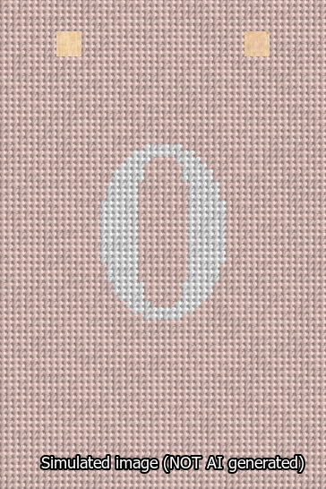 A simulated image of the stitched needlepoint design: Banner 13m Squared 0 White on Pink. Not A.I. generated.
