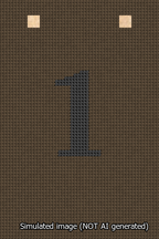 A simulated image of the stitched needlepoint design: Banner 13m Squared 1 Black on Brown. Not A.I. generated.