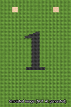 A simulated image of the stitched needlepoint design: Banner 13m Squared 1 Black on Light Green. Not A.I. generated.