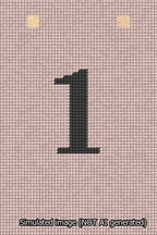 A simulated image of the stitched needlepoint design: Banner 13m Squared 1 Black on Pink. Not A.I. generated.