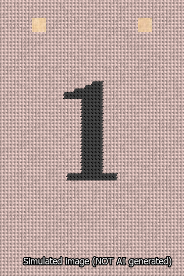 A simulated image of the stitched needlepoint design: Banner 13m Squared 1 Black on Pink. Not A.I. generated.