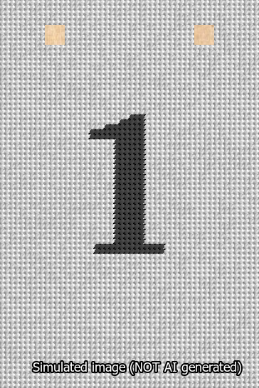 A simulated image of the stitched needlepoint design: Banner 13m Squared 1 Black on White. Not A.I. generated.