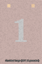 A simulated image of the stitched needlepoint design: Banner 13m Squared 1 White on Pink. Not A.I. generated.