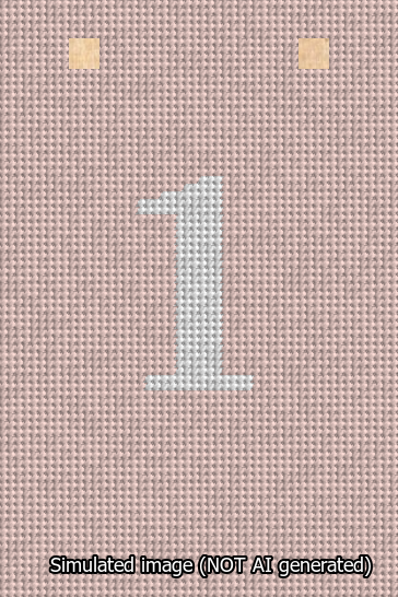 A simulated image of the stitched needlepoint design: Banner 13m Squared 1 White on Pink. Not A.I. generated.