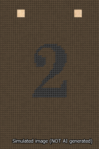 A simulated image of the stitched needlepoint design: Banner 13m Squared 2 Black on Brown. Not A.I. generated.