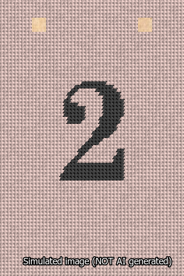 A simulated image of the stitched needlepoint design: Banner 13m Squared 2 Black on Pink. Not A.I. generated.