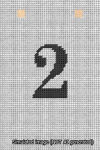 A simulated image of the stitched needlepoint design: Banner 13m Squared 2 Black on White. Not A.I. generated.