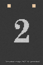 A simulated image of the stitched needlepoint design: Banner 13m Squared 2 White on Black. Not A.I. generated.