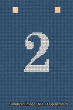 A simulated image of the stitched needlepoint design: Banner 13m Squared 2 White on Blue. Not A.I. generated.