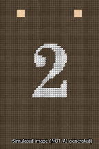 A simulated image of the stitched needlepoint design: Banner 13m Squared 2 White on Brown. Not A.I. generated.