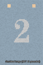 A simulated image of the stitched needlepoint design: Banner 13m Squared 2 White on Light Blue. Not A.I. generated.