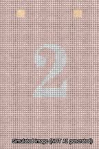 A simulated image of the stitched needlepoint design: Banner 13m Squared 2 White on Pink. Not A.I. generated.