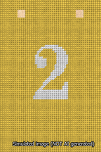 A simulated image of the stitched needlepoint design: Banner 13m Squared 2 White on Yellow. Not A.I. generated.