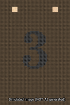 A simulated image of the stitched needlepoint design: Banner 13m Squared 3 Black on Brown. Not A.I. generated.