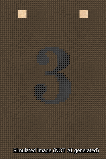 A simulated image of the stitched needlepoint design: Banner 13m Squared 3 Black on Brown. Not A.I. generated.