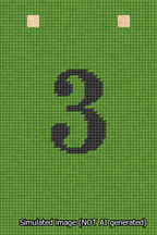 A simulated image of the stitched needlepoint design: Banner 13m Squared 3 Black on Light Green. Not A.I. generated.