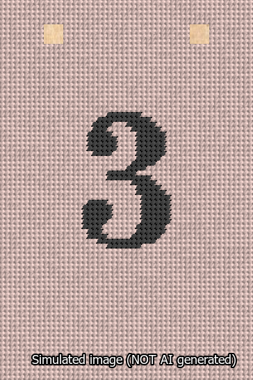 A simulated image of the stitched needlepoint design: Banner 13m Squared 3 Black on Pink. Not A.I. generated.