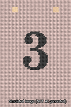 A simulated image of the stitched needlepoint design: Banner 13m Squared 3 Black on Pink. Not A.I. generated.