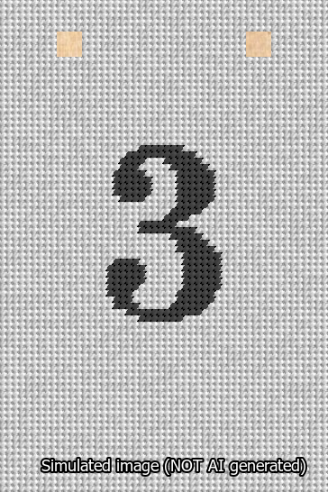 A simulated image of the stitched needlepoint design: Banner 13m Squared 3 Black on White. Not A.I. generated.