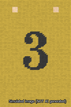A simulated image of the stitched needlepoint design: Banner 13m Squared 3 Black on Yellow. Not A.I. generated.
