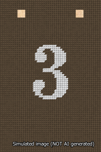 A simulated image of the stitched needlepoint design: Banner 13m Squared 3 White on Brown. Not A.I. generated.