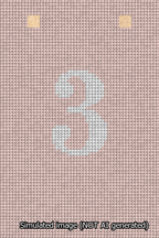 A simulated image of the stitched needlepoint design: Banner 13m Squared 3 White on Pink. Not A.I. generated.