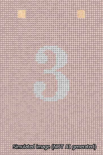 A simulated image of the stitched needlepoint design: Banner 13m Squared 3 White on Pink. Not A.I. generated.