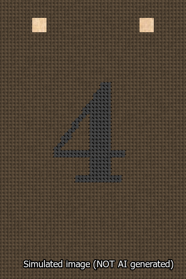 A simulated image of the stitched needlepoint design: Banner 13m Squared 4 Black on Brown. Not A.I. generated.