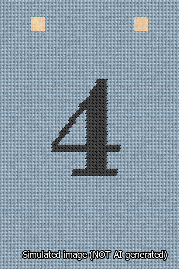 A simulated image of the stitched needlepoint design: Banner 13m Squared 4 Black on Light Blue. Not A.I. generated.