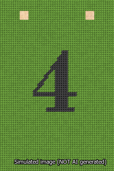 A simulated image of the stitched needlepoint design: Banner 13m Squared 4 Black on Light Green. Not A.I. generated.