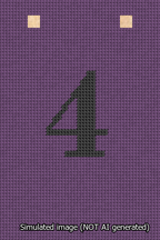 A simulated image of the stitched needlepoint design: Banner 13m Squared 4 Black on Purple. Not A.I. generated.